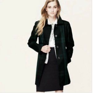 Loft Dark Green Plaid Trench Coat
